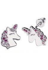 terrific little silver unicorn screw back earrings for toddlers 